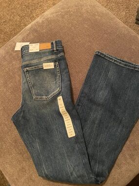 BKE Women's Wide Leg Flare Jeans - Medium Blue Wash